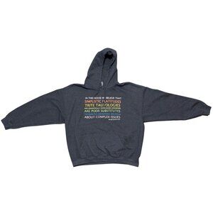 Gildan Heavy Blend Hoodie XL Dark Gray Designs Justice Graphic Sweatshirt Ethos